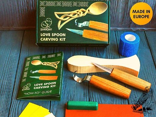 Love spoon carving or Celtic spoon carving kit comes with everything you need
