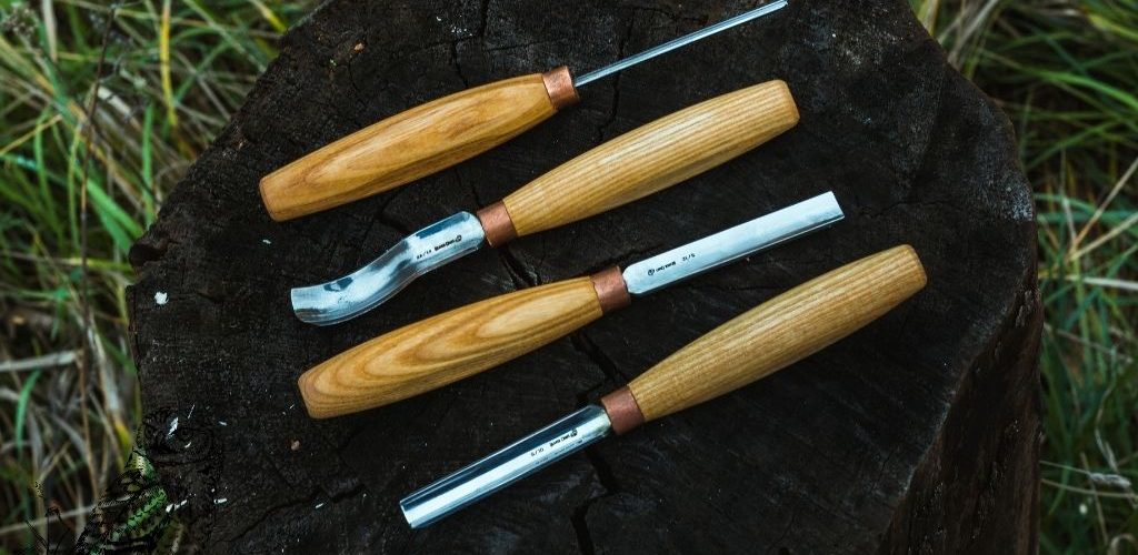 4Pcs Carving Set Point Wood gouge Chisel Woodworking Tools Handle 250mm Z7S3 