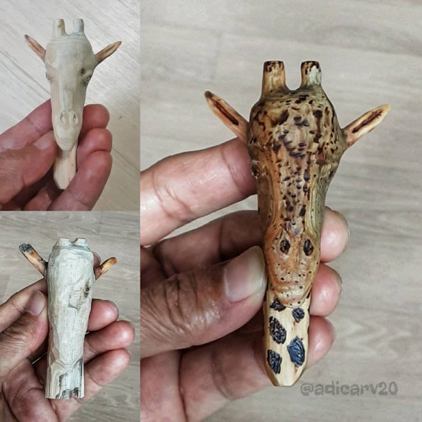 Giraffe Carving Head. Material: ginkgo
Author - <a href="https://www.instagram.com/adicarv20/" rel="nofollow">Adi Purwanto</a>